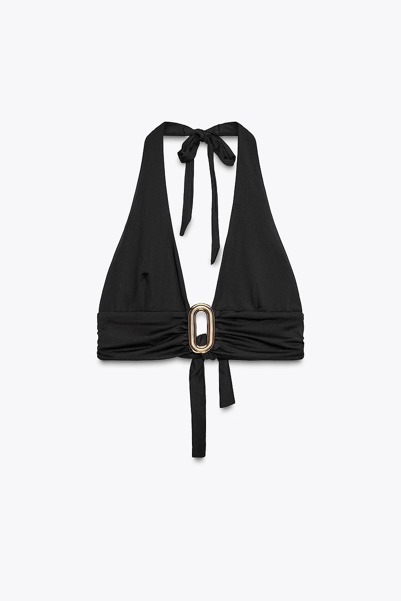 HALTER BIKINI TOP WITH METAL DETAIL