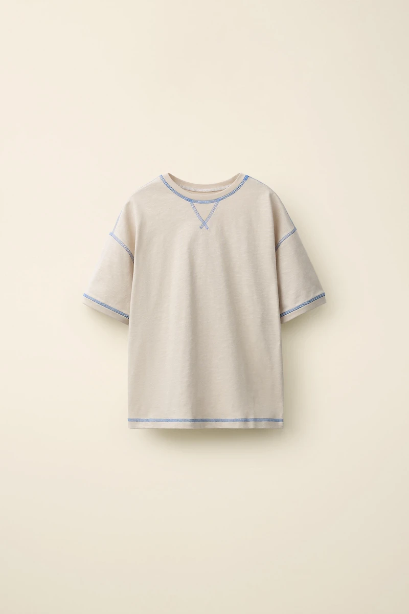 STRIPED TOP WITH CONTRAST STITCHING CREATED BY CARAMEL LONDON X ZARA