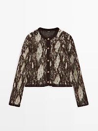 Snakeskin print knit cardigan