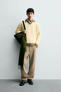 CONTRAST KNIT POLO SHIRT WITH WOOL