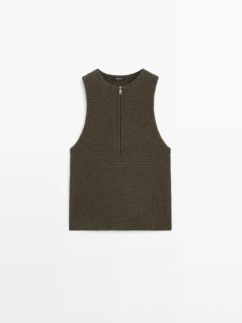 Knit top with zip detail