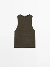 Knit top with zip detail