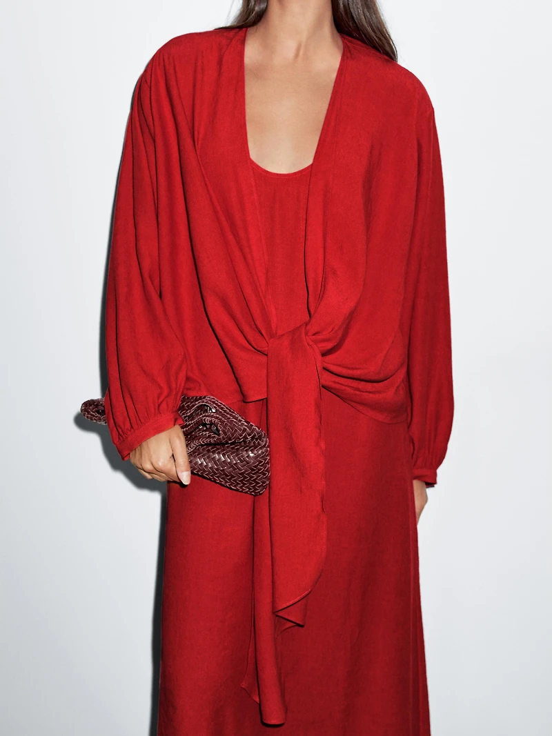 Midi dress with knotted neckline