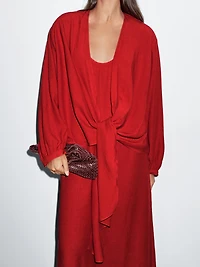 Midi dress with knotted neckline