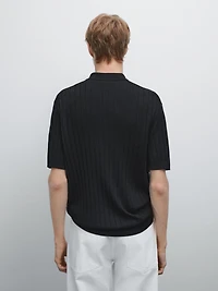 Ribbed knit polo shirt