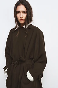 FLOWY WOOL TRENCH COAT ZW COLLECTION LIMITED EDITION