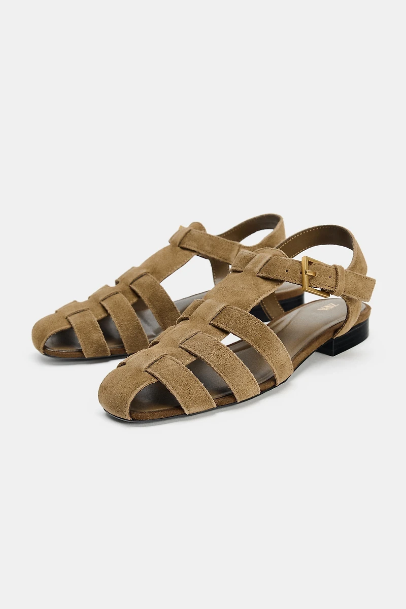 SANDALE STYLE PÊCHEUR EN CROÛTE DE CUIR