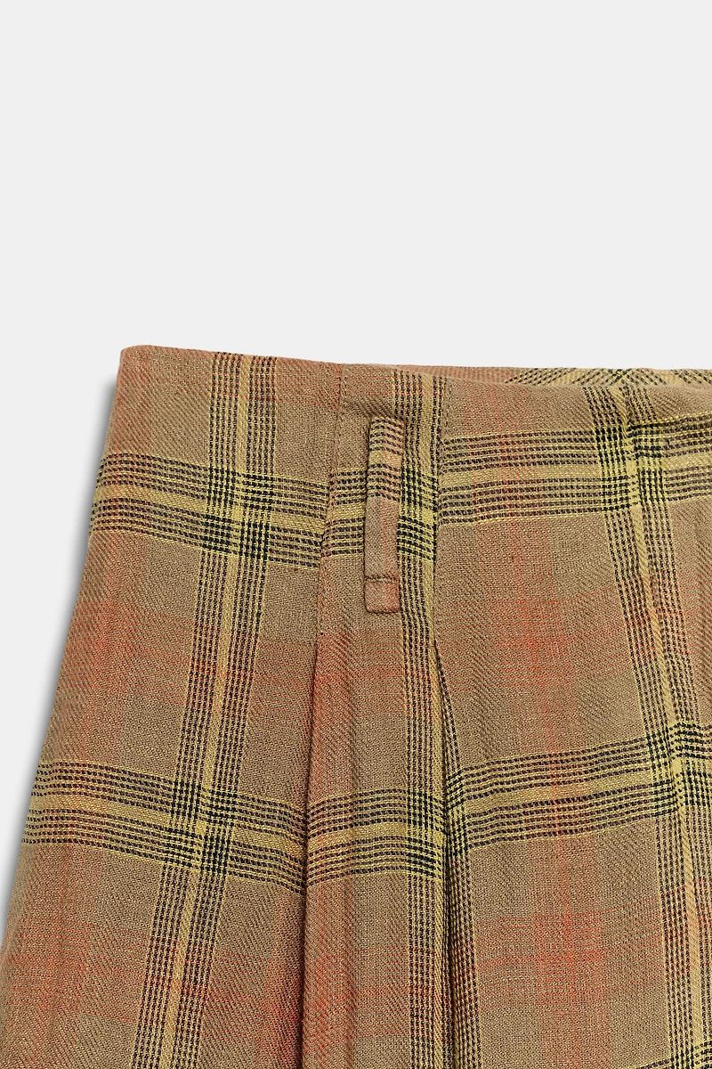 ZW COLLECTION LINEN CHECK PANTS