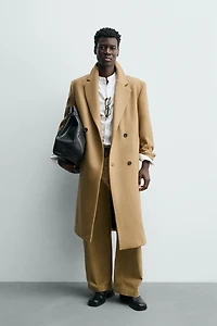 DOUBLE-BREASTED WOOL BLEND COAT