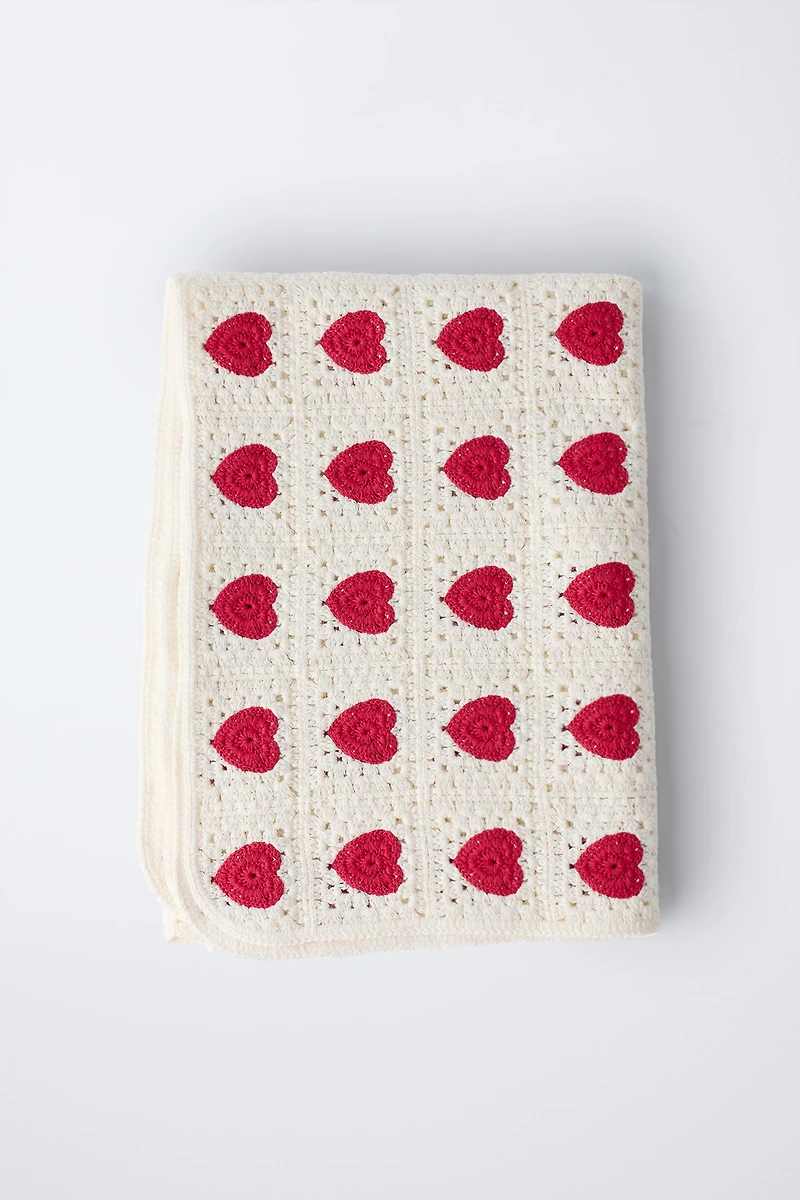 HEART CROCHET KNIT BLANKET