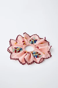 CONTRAST BEADED HAIR TIE