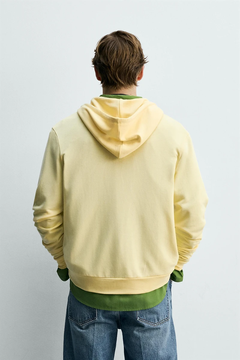LYOCELL-COTTON ZIP-UP HOODIE