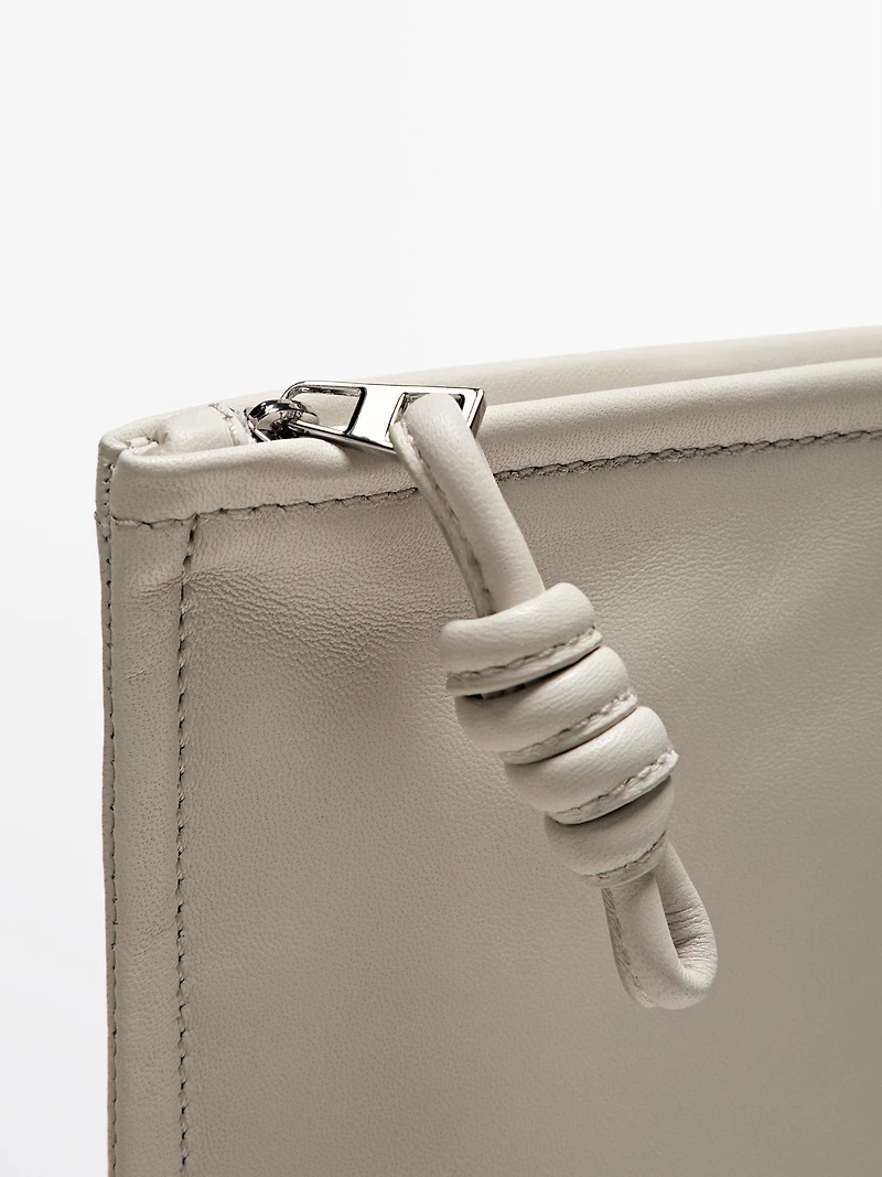 Small nappa leather pouch bag with knot