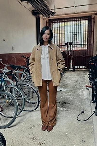 EMBROIDERED PETER PAN COLLAR POPLIN SHIRT