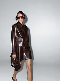 Cropped nappa leather jacket