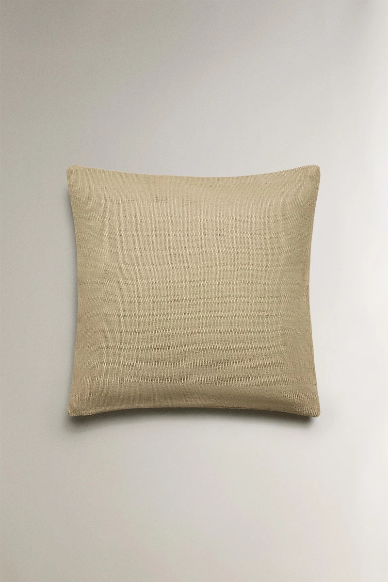 JUTE AND COTTON THROW PILLOW COVER