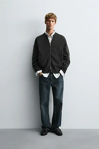 WASHED KNIT BOMBER JACKET