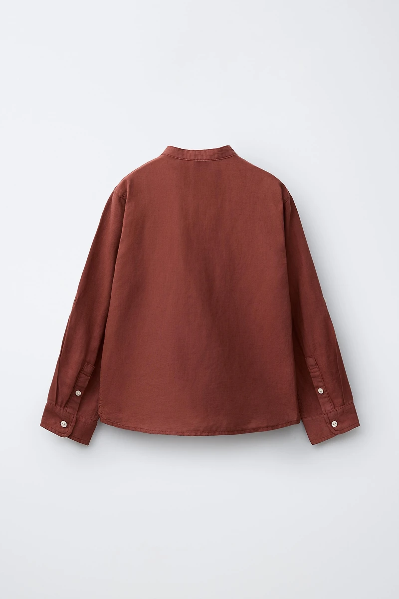 CHEMISE COL MAO LIN ET COTON