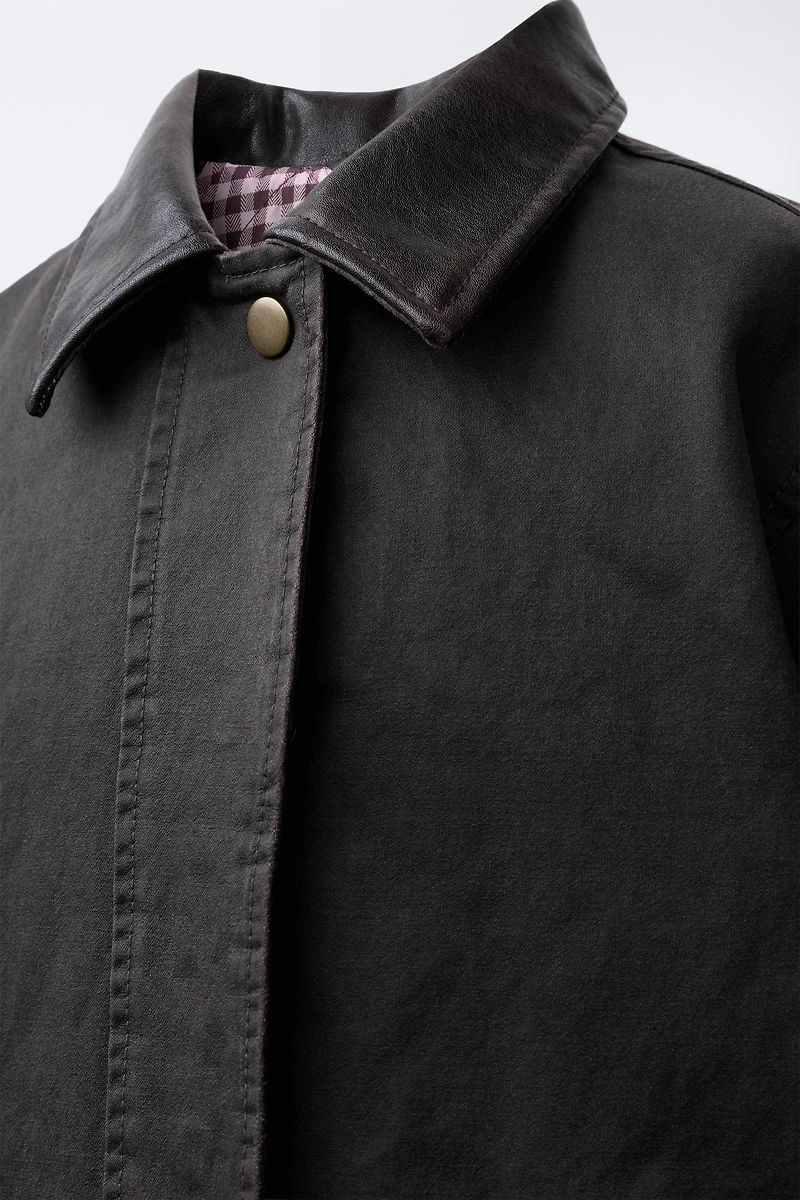 WAXED JACKET WITH FAUX FUR COLLAR