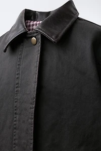 WAXED JACKET WITH FAUX FUR COLLAR