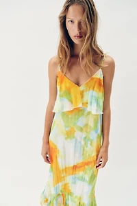 ROBE MI-LONGUE IMPRIMÉE À VOLANTS