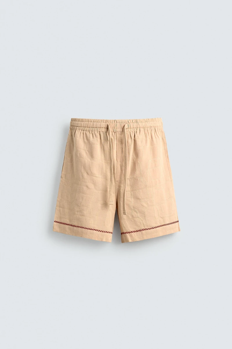 EMBROIDERED JACQUARD RELAXED FIT SHORTS