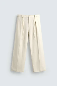 COTTON - LINEN PLEATED PANTS