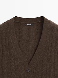 Cardigan en maille tressée de laine mélangée