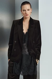 BLAZER EN VELOURS À BOUTONNAGE CROISÉ ZW COLLECTION