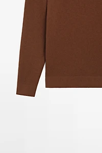Pull maille col rond coton et laine
