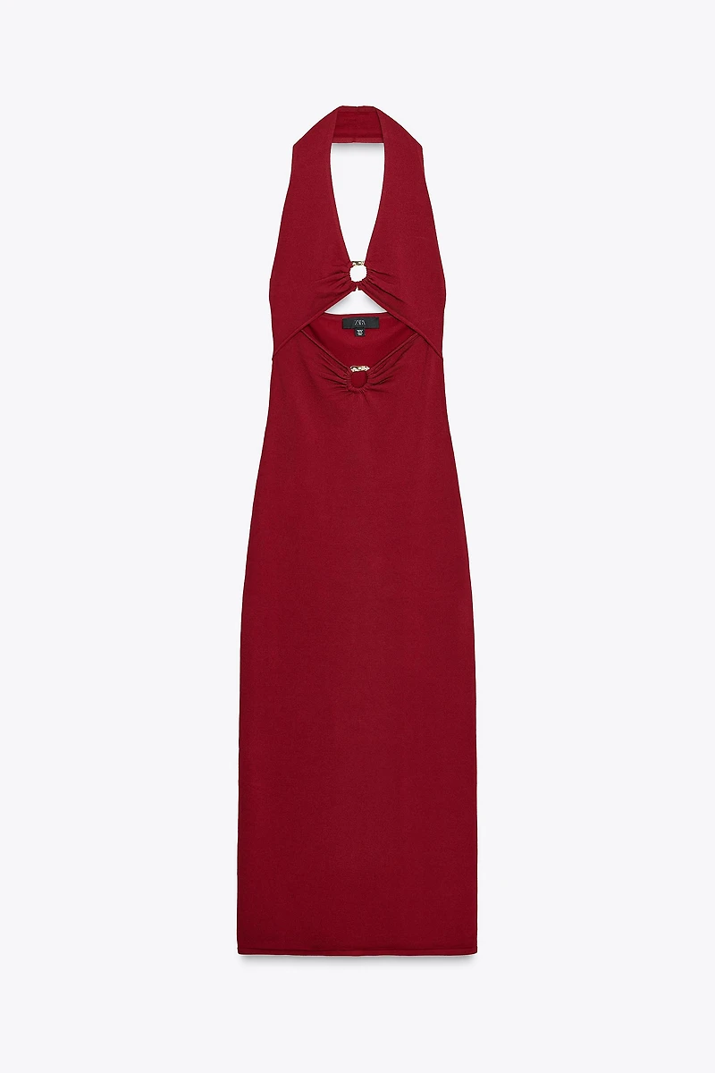CUT OUT KNIT MIDI DRESS