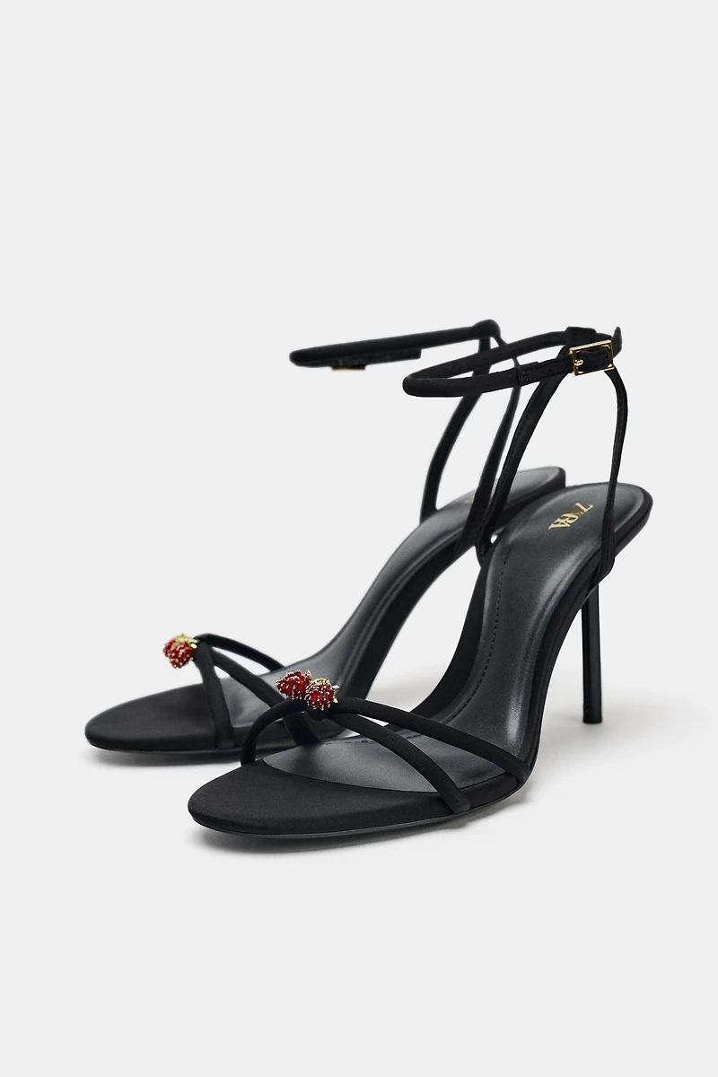 BEADED CROSSED STRAP SANDALS