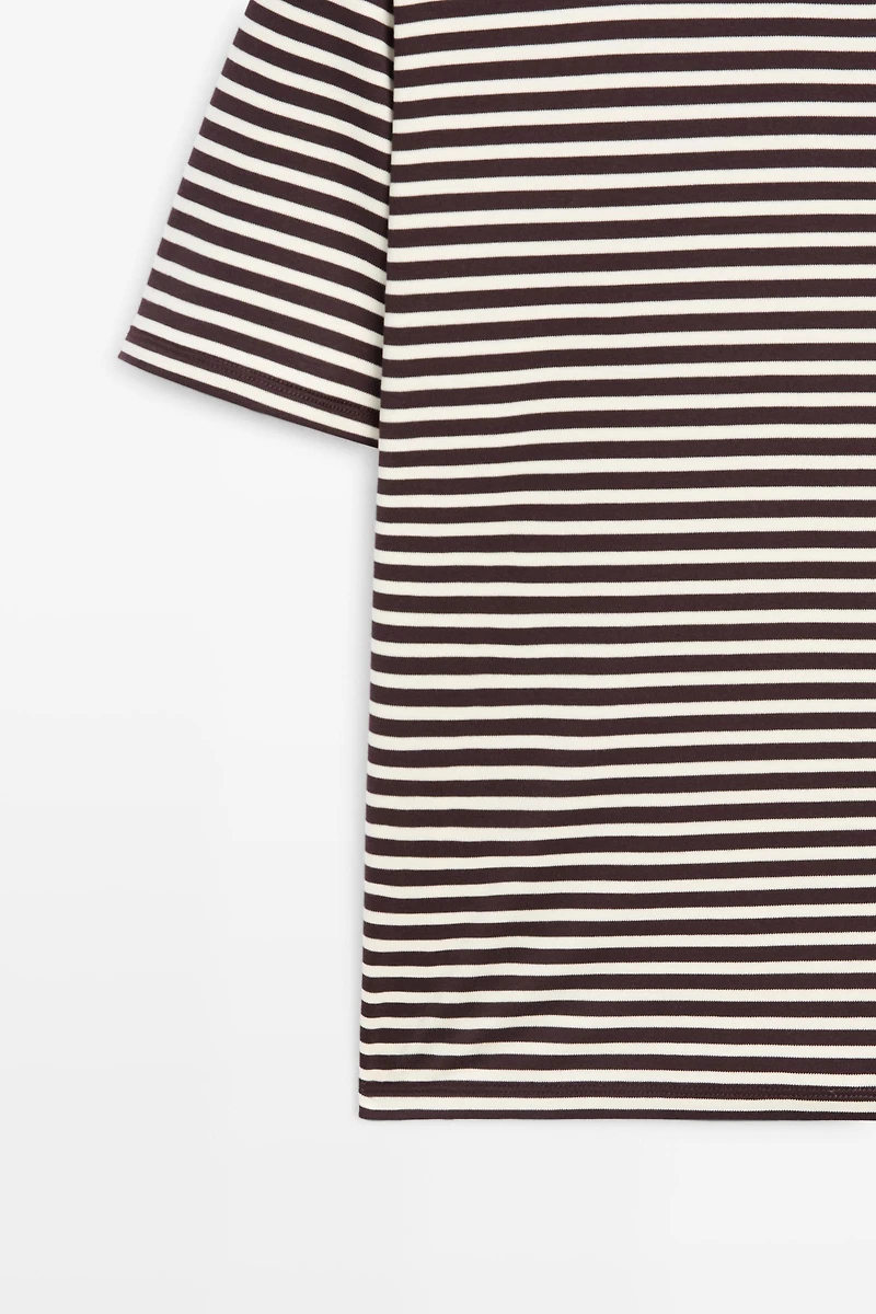 100% cotton striped short sleeve T-shirt