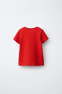 RIBBED CUT-OUT HEARTS T-SHIRT