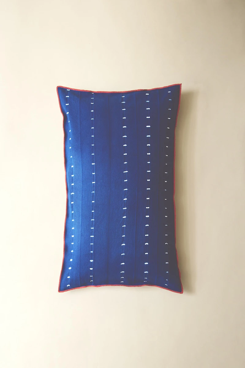 TIE-DYE COTTON THROW PILLOW COVER WITH PIPING X TENSIRA