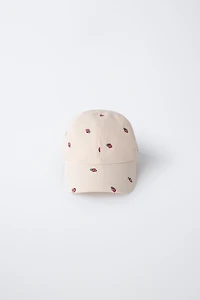EMBROIDERED STRAWBERRY CAP