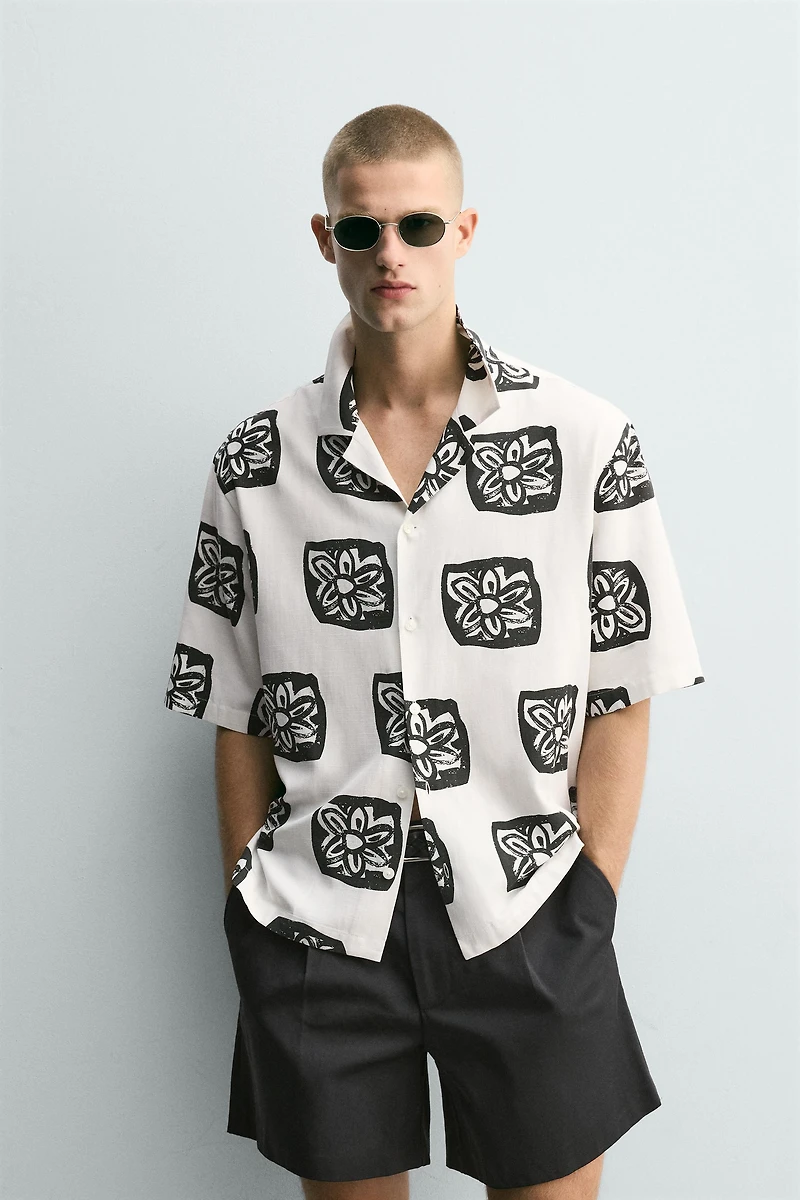 CONTRAST PRINT RELAXED FIT SHIRT