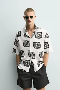 CONTRAST PRINT RELAXED FIT SHIRT
