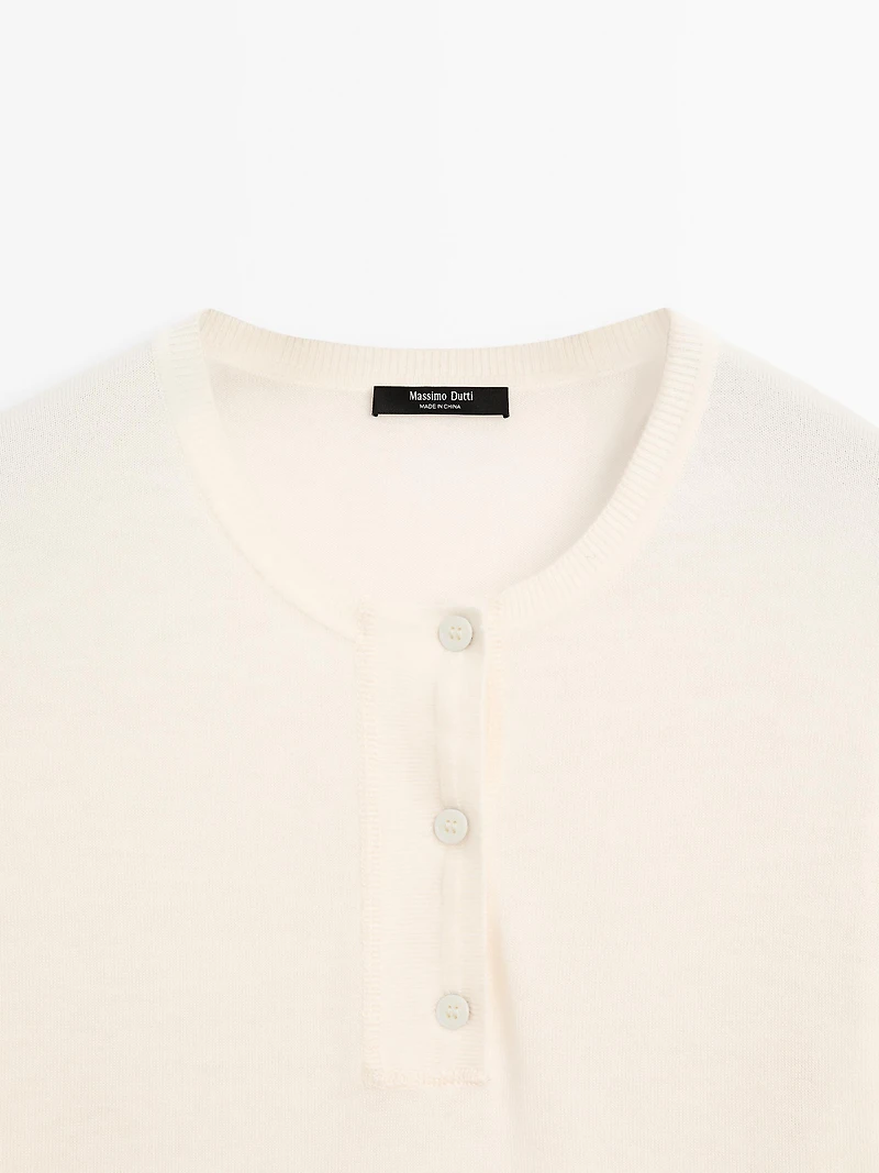 Wool blend henley sweater