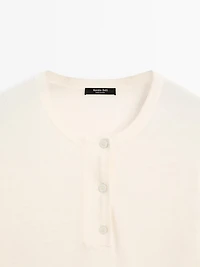 Wool blend henley sweater