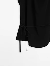 Crepe top with cowl neckline
