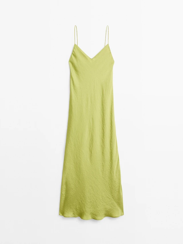 Zara SATIN MIDI DRESS | Place Rosemre