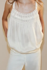 ZW COLLECTION LACE SATIN EFFECT TOP
