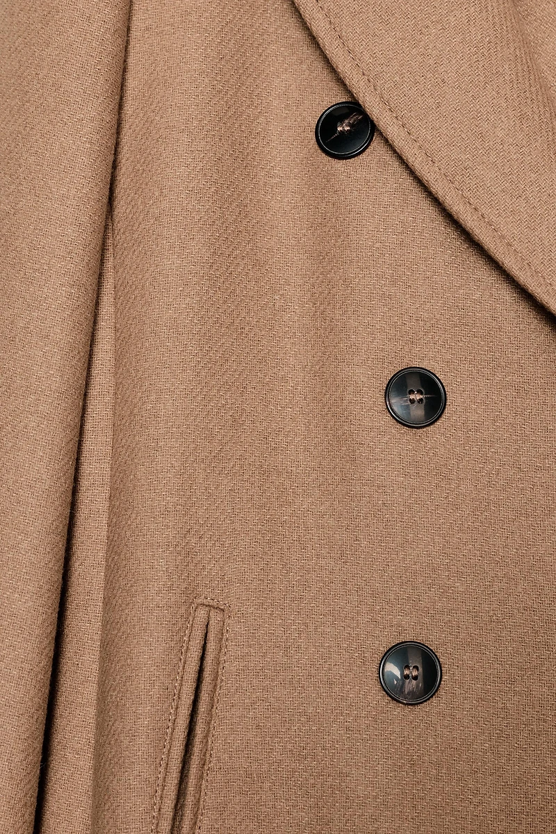 DOUBLE-BREASTED COAT WITH SHOULDER PADS