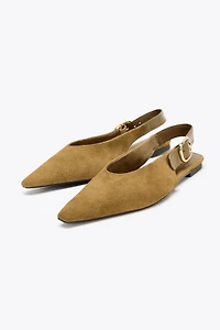 COMBINED LEATHER SLINGBACK SHOES