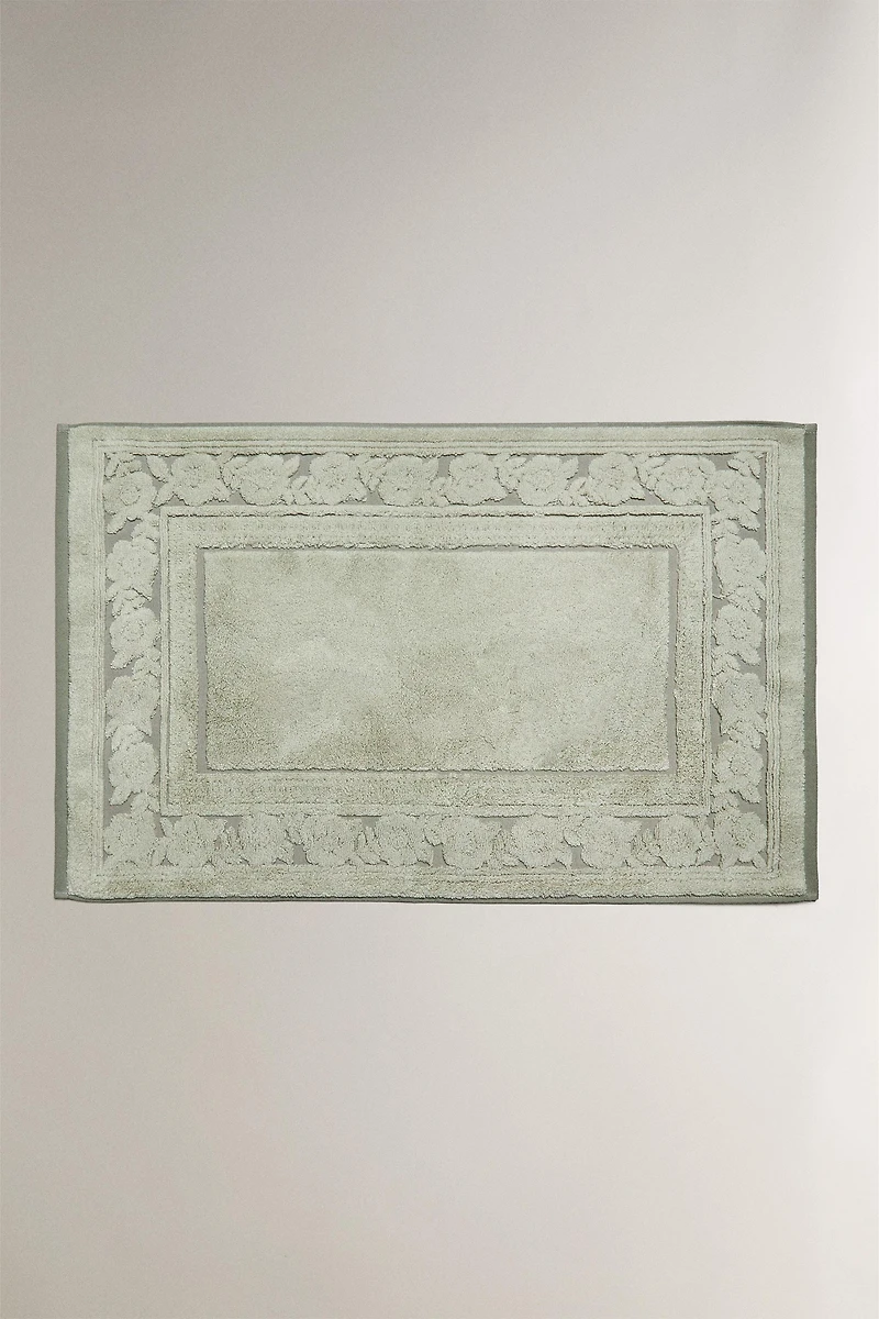 TAPIS DE BAIN BORDURE JACQUARD FLORAL