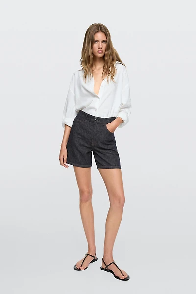 Bermuda en denim taille moyenne total look