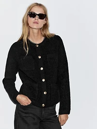 Wool blend cardigan with gold buttons