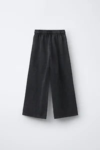 WASHED EFFECT WIDE LEG PANTS