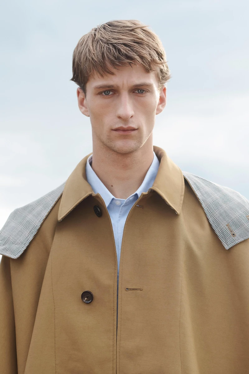 CONTRAST PLAID WATER REPELLENT PONCHO LIMITED EDITION